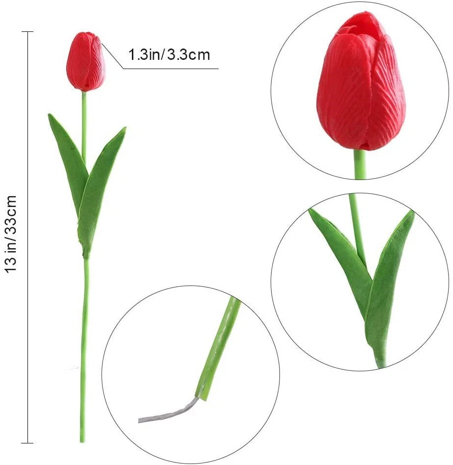 10/20pcs Hawesome Artificial Latex Tulips Flowers Faux Tulip Stems PU Real Touch - Image 4 of 4