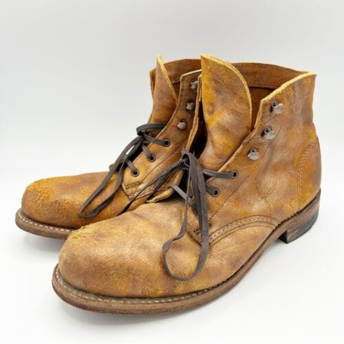 Wolverine 1000 Mile Womens Boots Size 8 Golden Brown Leather USA Made Lace Up - Picture 3 of 10