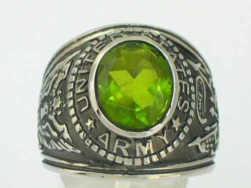 Edelstahl USA Armee Militär August Peridot Herren Ring Größe 7-15 - Bild 1 von 4