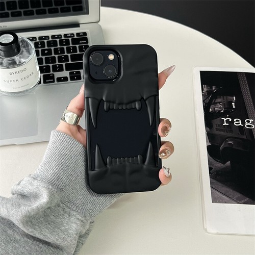 Bumper Back Case Tiger Teeth For iPhone 16 15 14 13 12 Pro Max hollow Soft Cover - Picture 17 of 22