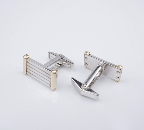 Vintage Dolan Bullock Geometric Cuff Links Sterling Silver 14k Yellow Gold M1949 - Picture 3 of 4