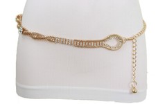 Women Gold Metal Chain Braided Wedding Bridal Style Belt Flower Charms Fit S M L