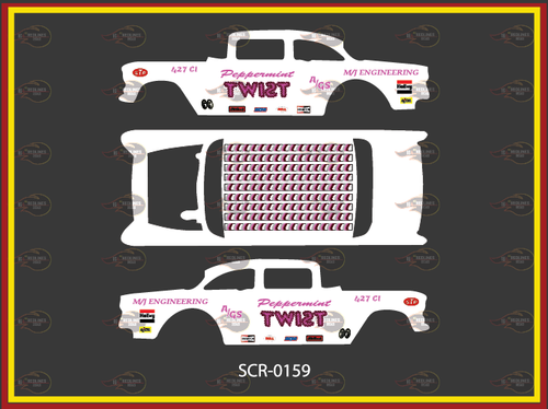1/64 '55 Chevy "Peppermint Twist" Gasser' Replica Decal SCR-0159 - Picture 3 of 4