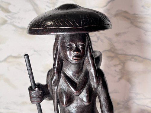 Antique Hand-Carved Sculpture of Igorot Tribal Huntress, Solid HardWood, c'1920. - Picture 2 of 24