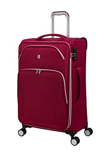 IT LUGGAGE EXPECTANT 28" SOFTSIDE CHECKED 8 WHEEL EXPANDABLE SPINNER - RED - Picture 1 of 5