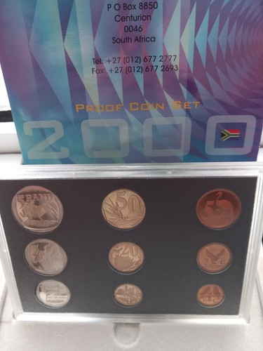 SOUTH AFRICA 2000 MELLENIUM SHORT SET OF PROOF COINS IN SA MINT BOX + PAPERS. - Picture 12 of 14