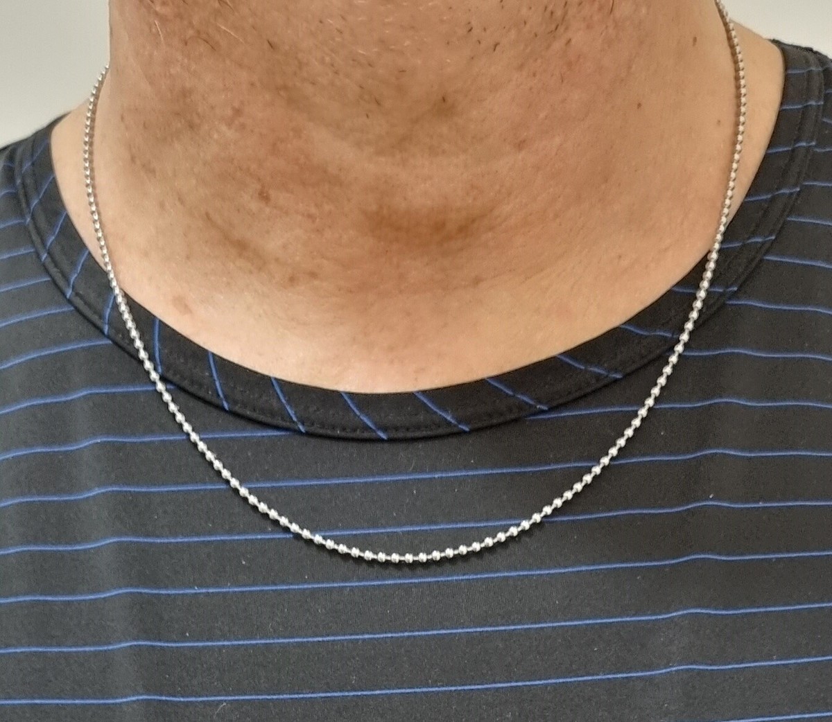 Collana catena a palline in acciaio catenina a sfere militare argento uomo donna