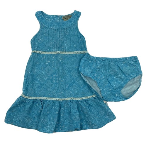Lucky Brand Girls Sun Dress 5 Blue White Boho 2 Piece w/ Bloomers Sleeveless - Picture 1 of 5