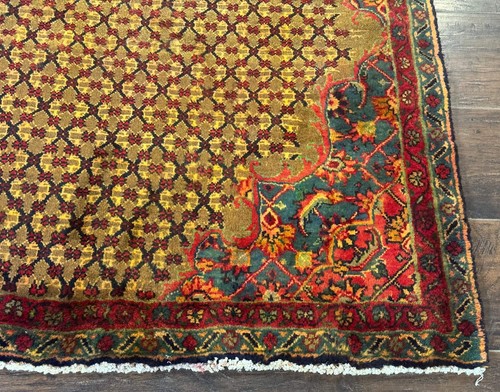 Per'sian Kurdish Koliai Runner Rug 4x9 Camel Hair Red Wool Antique Tribal Carpet - Picture 9 of 12