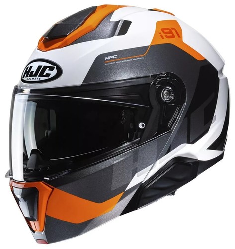 HJC I91 CARST BLACK ORANGE GLOSS FLIP FRONT MODULAR MOTORCYCLE HELMET - Picture 4 of 4