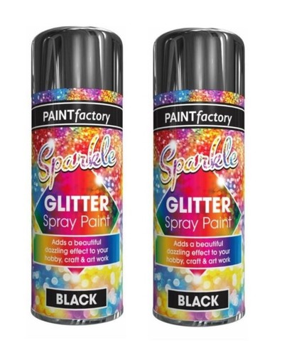 2 x Black Sparkling Glitter Spray Paint Craft Art Decoration Metallic - 200ml - Picture 4 of 4