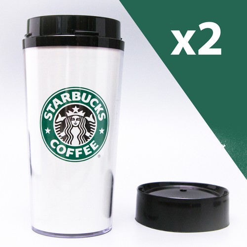x2 Vintage 2001 Starbucks Logo 16oz Tumbler w' Lid | # 167297 | Made in U.S.A. - Picture 1 of 12