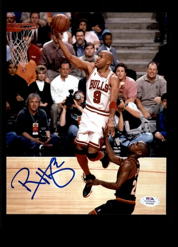 Ron Harper Signed 8x10 Photo Chicago Bulls PSA COA Layup Over Gary Payton Auto