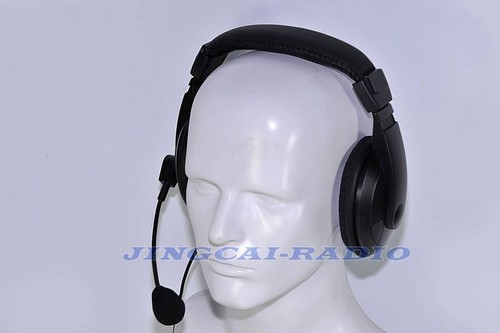 Heavy-duty Double-Earpiece Headset Boom Mic for Motorola GP300 CP200 HYT Radio - Picture 3 of 7