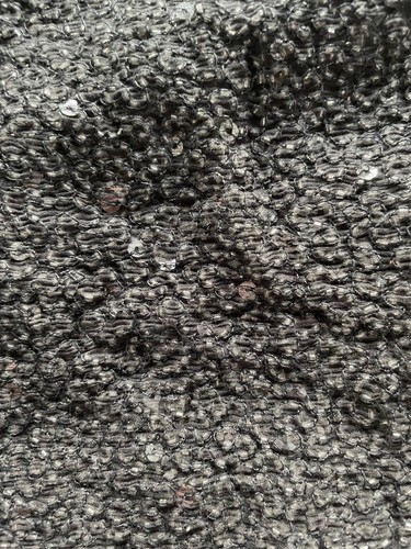 100% Silk Beaded and Sequined Shawl, Black and Silver - India - Picture 4 of 4