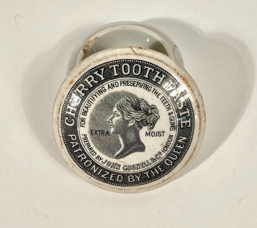 Antique Gray Victorian Cherry TOOTH PASTE Croc Container, London, Dental - Picture 5 of 9