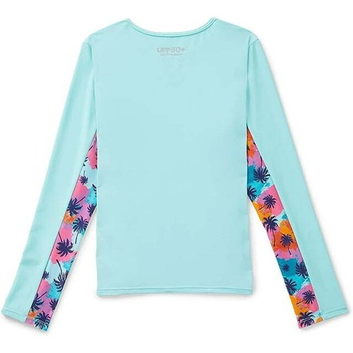 Speedo Girl's XL Aqua Splash Blue UPF 50+ Swim Shirt Rash Guard Long Sleeve - Picture 2 of 2