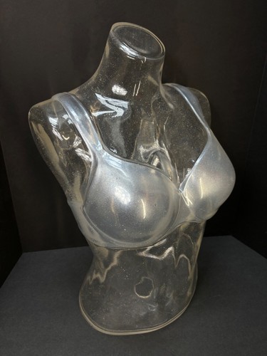 Vintage Acrylic Silver Flake Confetti Bra Display Mannequin - Picture 10 of 10