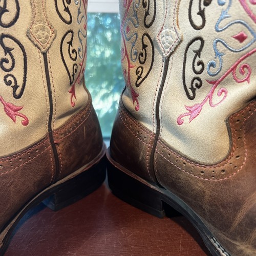 Botas de Vaquero Ariat Fatbaby Para Mujer Talla 6B Cuero Marrón Teal Rosa Rodeo 10004813 - Imagen 19 de 22