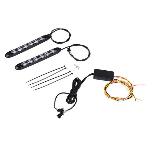 L+R Flowing LED Knight Light Strip Arrow Flasher DRL Turn Signal Lamp Red/Amber - Picture 3 of 9