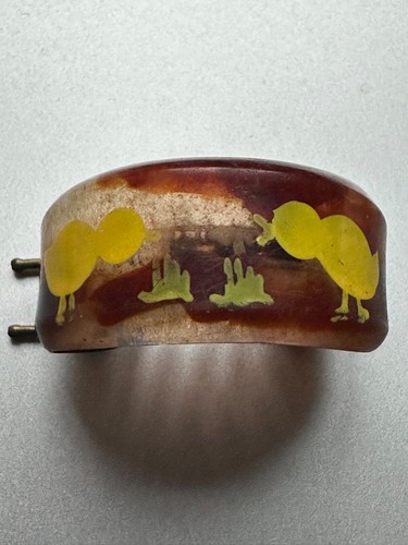Cute Antique French Hair Grip for a child - Chicks design hand painted - 3cm - Picture 5 of 7