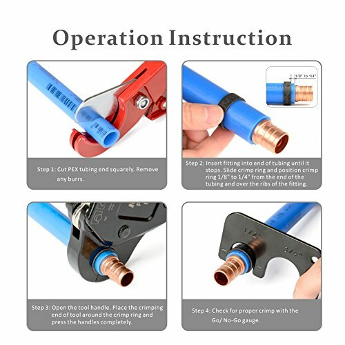 Iwiss Set of 2 PEX Crimper Crimping Tools with 1/2" 3/4" Angle with Go-No Go - Picture 7 of 9