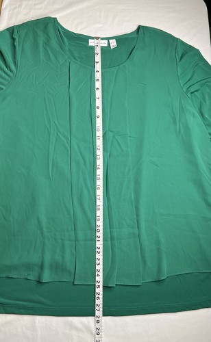 Susan Graver XL Bluse Built In Tank Pullover Halbtransparent Chiffon Grün Neu - Bild 9 von 12