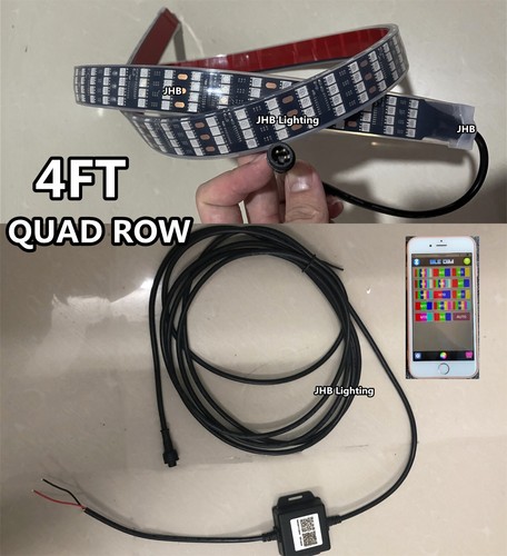 Tira de luz de persecución JHB 1 PIEZA 4 PIES 48" CUATRO FILAS con cableado controlador Bluetooth - Imagen 2 de 11