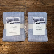 Linden Street Memphis Euro Standard Pillow Shams Blue  21” x 27” JCPenney, NEW