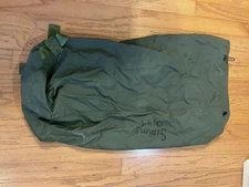 Military Duffle Bag OD Nylon GRN Bag Carry Strap Duffel - little Writing - Used