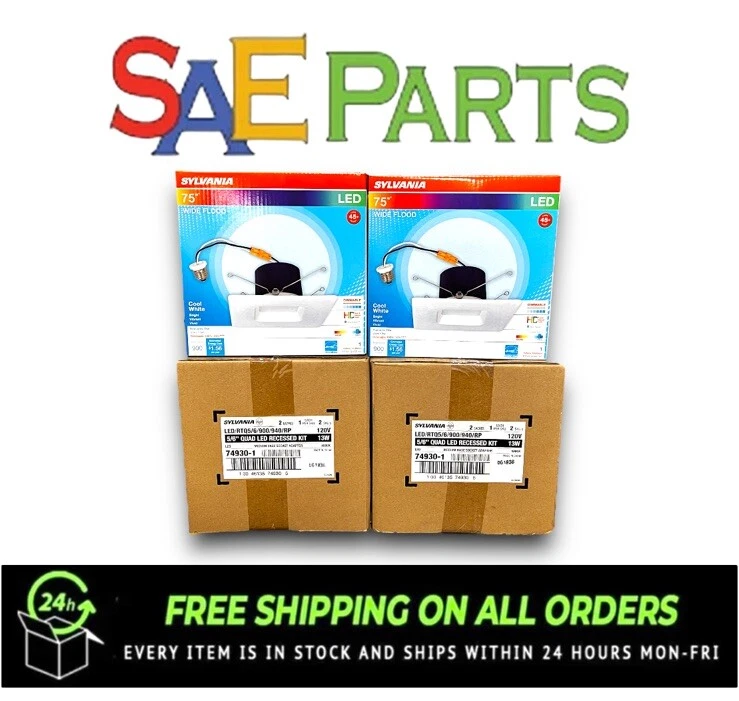 Sylvania 74930 5”/6” 13W, E26 Medium Base, 4000K Square Downlight Kit (6-Pack) - Image 2 of 2