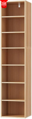 Wooden Bookshelf 7 Tier Corner Wall Shelf Display Cabinet Pine Sturdy Base