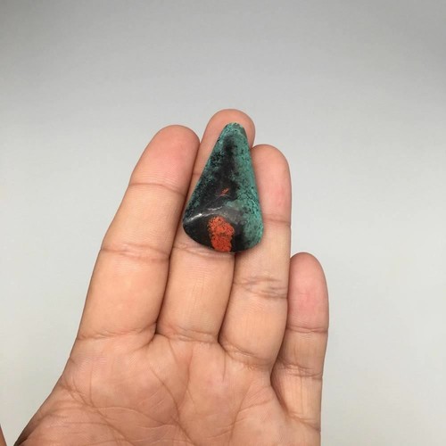 7.9g, 1.45"x0.9"x7mm Sonora Sunset Chrysocolla Cuprite Cabochon @Mexico,SC363 - Picture 2 of 9