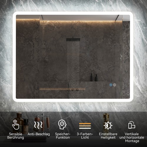 LED Bathroom Mirror With Front Backlit Dimmable Vanity Wall Mirror HD Anti-fog - Picture 2 of 24