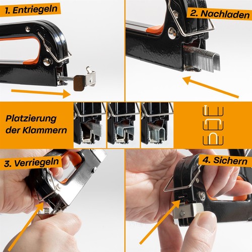 Hinrichs Handtacker im Koffer - Handtacker Holz mit Klammern Nägeln - Foto 4 di 7