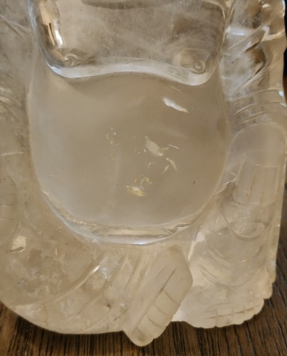 ANTIQUE CHINESE HAND CARVED BIG HEAVY 8 1/4" ROCK CRYSTAL BUDDHA 18, 000 CARATS - Picture 13 of 20