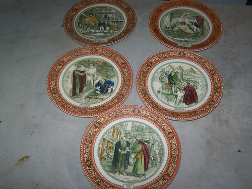 Lot of 5 Vintage Antique Adams Shakespeare Plates - Made In UK - Circ 1920 - Picture 2 of 10