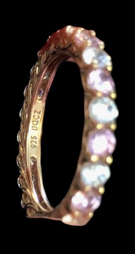 QVC Diamonique pink & Clear CZ 14K Rose Gold Clad Sterling eternity Ring Size 8 - Picture 10 of 18