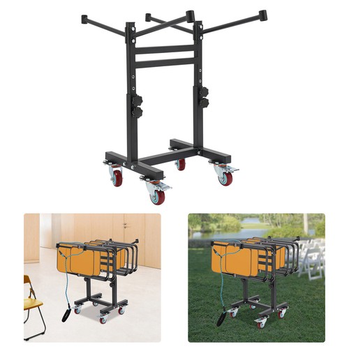 Floor Standing Folding Chair Rack Black Adjustable Folding Chair Storage Rack - Picture 4 of 20