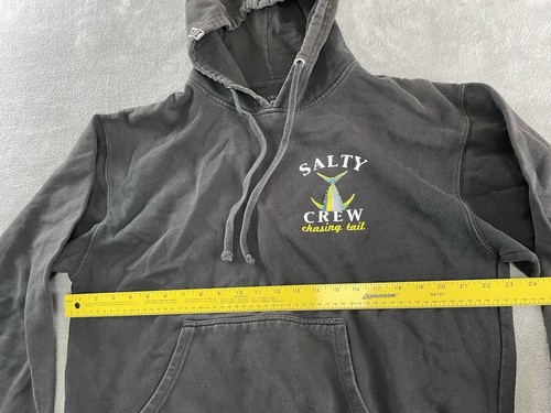 Salty Crew Distressed Men’s Large Long Sleeve Black Hoodie Used - Picture 6 of 20