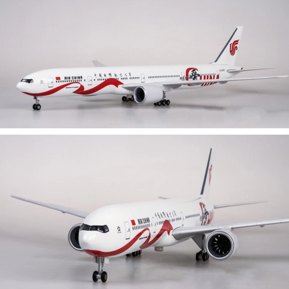 1:157 Scale AIR China Boeing B777 Airplane Model Home Decor W/ LED Light Wheel - Image 3 of 4