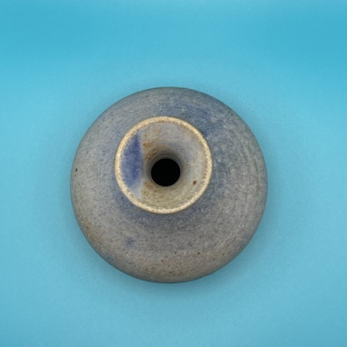 Vintage Taubenschmiede Keramik A.Huskey hellblau hellbraun Knospenvase Keramikglasur 4 Zoll - Bild 9 von 9