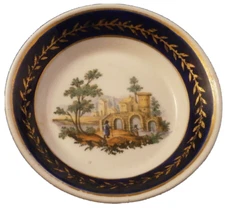 Antique Paris French Soft Paste Porcelain Scenic Saucer Porzellan Vieux Old De