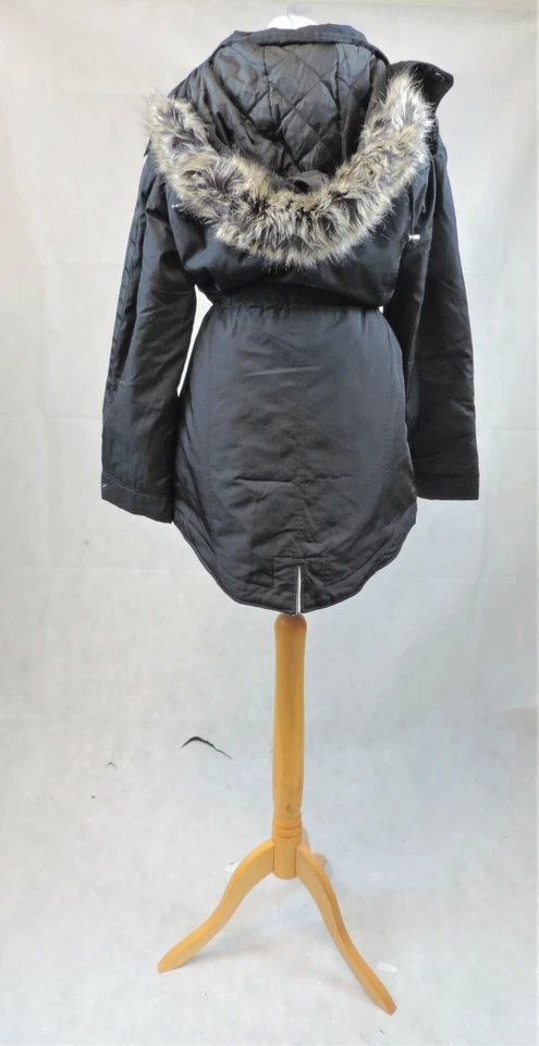 LAND'S END TWO WAY ZIPPER FUR HOOD JACKET BLACK SIZE UK S NH013 CC 09 - Image 3 of 4