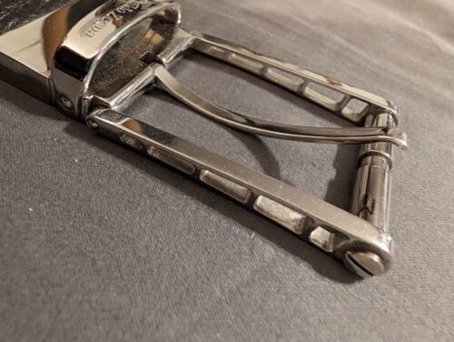 Ermenegildo Zegna Men’s Brown Leather Belt 38 Reversible Black Rare Buckle Italy - Picture 2 of 9
