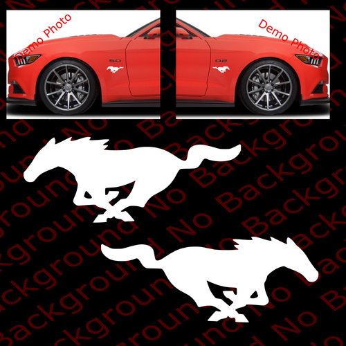 2 pieces x BLACK Running Wild Horse Pony Vinyl Decals for Car Fenders FD001 - Picture 9 of 10