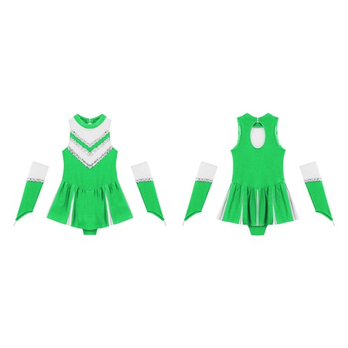 Kids Girls Sequins Pleated Dance Dress Bodysuit Dancewear Leotard Outfit Costume - Photo 29/45