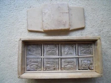 Antique Butter/Cookie Mold Press Carved Wood 3 Piece, 11" X 5".