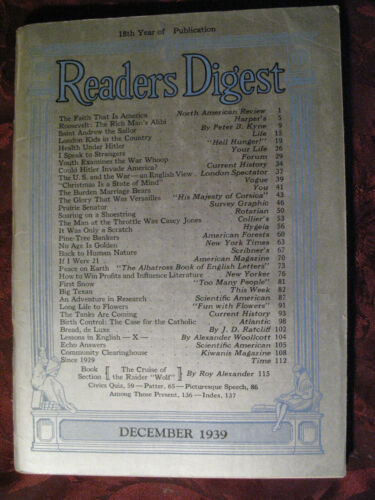 Readers Digest December 1939 J B Priestly Edward Steichen Peter B. Kyne - Picture 1 of 1