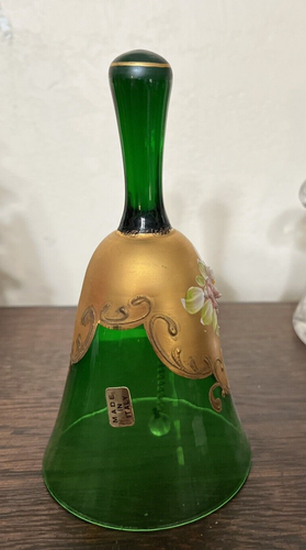 Vintage Glass Hand Made Bell, Yellow Gold Floral Made in Italy - Picture 4 of 8
